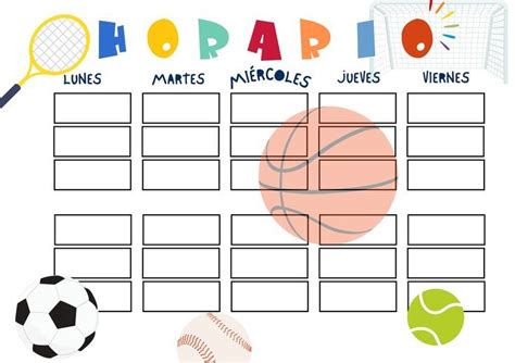 Horario Escolar Horario PDF Imprimible Horario Sport Horario