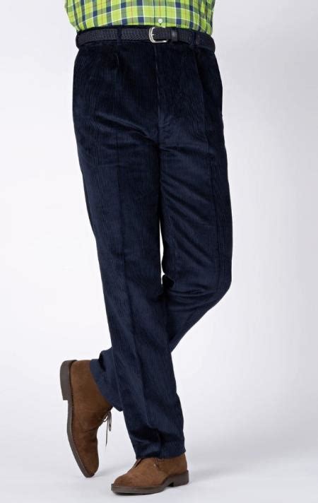 Navy Pleated County Corduroy Pants