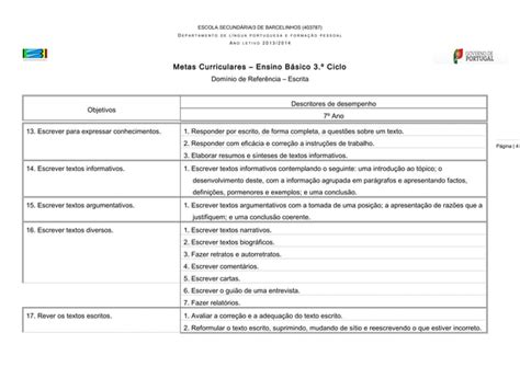 Metas curriculares 7ºano escrita PPT