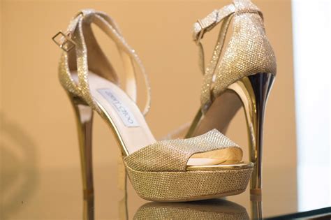 Platform Peep Toe Gold Heels