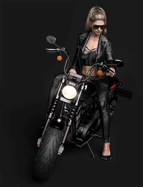 Ajc Glamor Biker Outfit For Genesis And Females Bundle Daz D