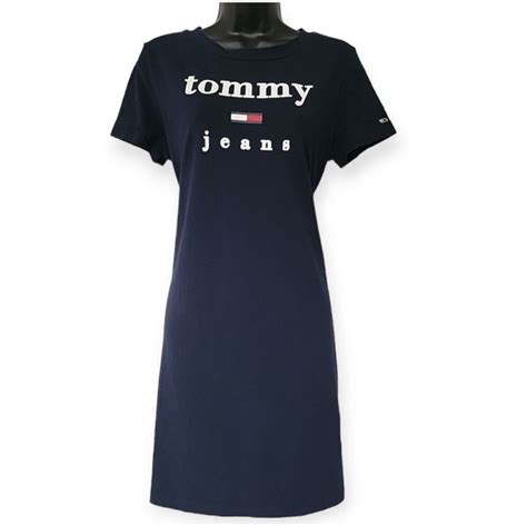 Tommy Hilfiger Dresses Tommy Hilfiger Womens Shortsleeve Logo Tshirt Dress Navy Medium