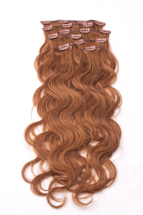 Hellbraun Gewellte Clip In Remy Hair Extensions Echthaar