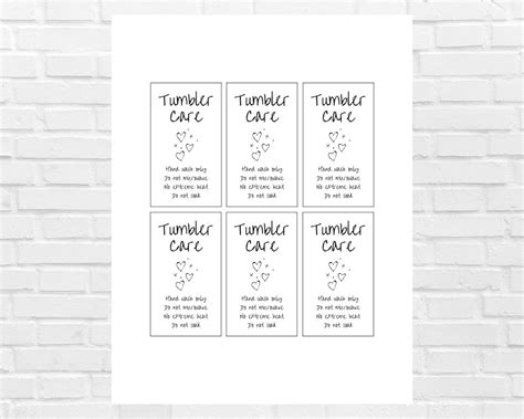 Beautiful Printable Tumbler Care Cards Tumbler Care Instructions Instant Download Digital Png