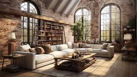 Premium AI Image | A_minimalist_loft_apartment_with_exposed_brick_walls_hig