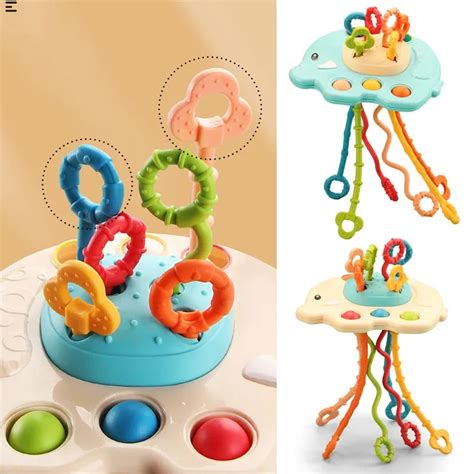 Montessori Brinquedos Sensoriais Para Beb S Silicone Pull String