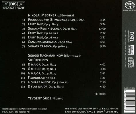 Yevgeny Sudbin Plays Medtner Rachmaninoff Super Audio Cd Jpc