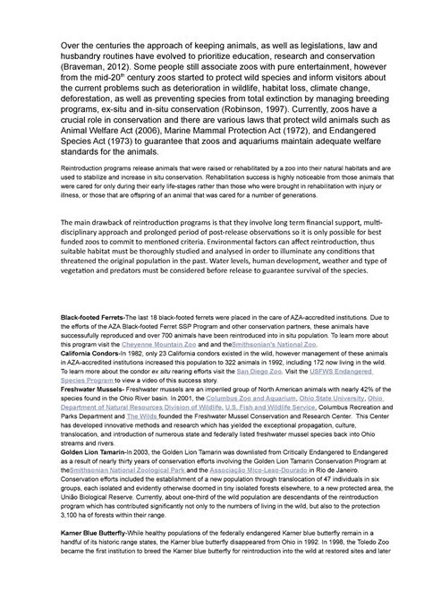 Izp 2 - zoo practices - Over the centuries the approach of keeping