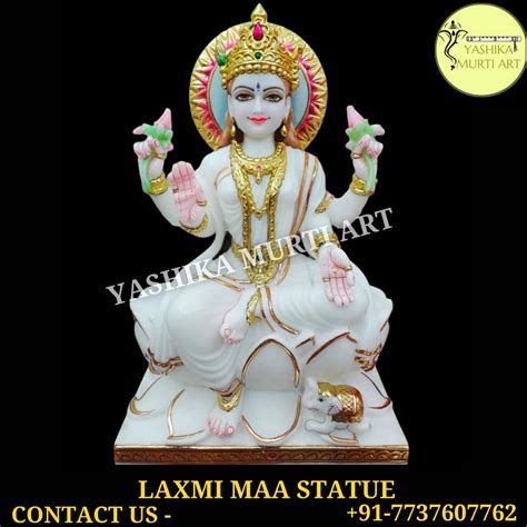 Hindu White Marble Laxmi Maa Statue For Worship Size Inch To