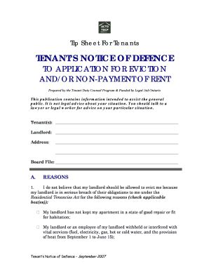 Fillable Online Acto Tenants Notice Of Defence Acto Fax Email Print