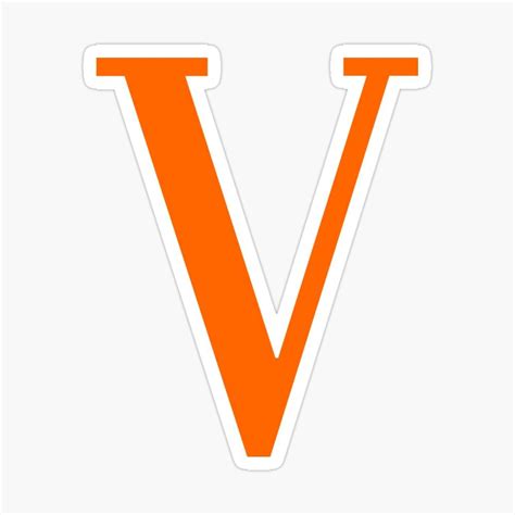 Presentation Alphabets Orange Varsity Letter V EE4