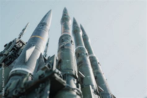 close    missile defense system pointed   sky showing