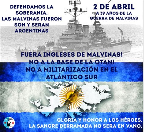 Las Malvinas ¡argentinas Gloria Y Honor A Los Heroes Agrupación De Frente