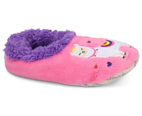 Slumbies Womens Drama Llama Simply Pairables Slippers Pink Catch