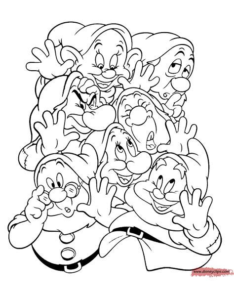 Snow White And Seven Dwarfs Coloring Page Free Printable Coloring