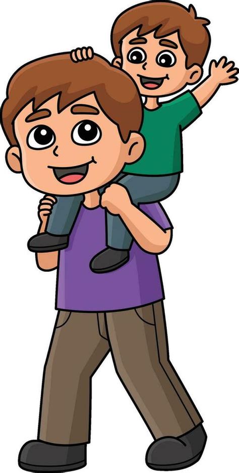 Father Carrying his Son Cartoon Colored Clipart 25376273 Vector Art at ...