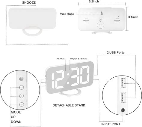 Szelam Reloj Despertador Digital Led Rgb Colorido Con Superficie De