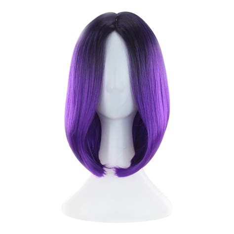 Alvkcefs Party Wig Gradient Short Straight Hair Highlight Female Wig