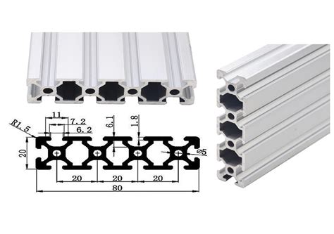 Perfil Extrusion Aluminio 2080 2080 Estructural 1mt T Slot Yorobotics