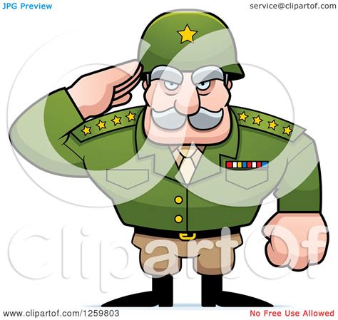 Clipart Of A Caucasian Army General Man Saluting Royalty Free Vector