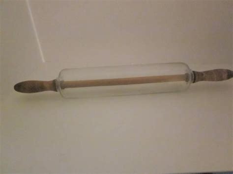 Vintage Clear Glass Rolling Pin With Wooden Handles Vintage Kitchen Glass Rolling Pin Glass