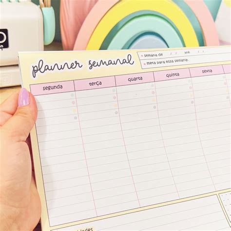 Planner Semanal A4 Candy Colors Elo7 Produtos Especiais