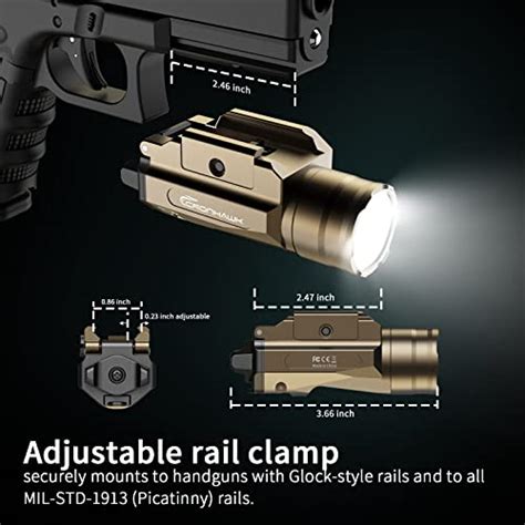 Cronhawk Lumen Weapon Rail Mounted Rechargeable Pistol Flashlight