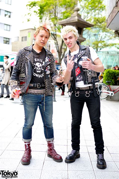 Harajuku Punks W Colorful Mohawk Studded Leather And Boots