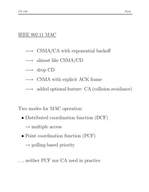 Ieee 80211 Mac −→ Csmaca With Exponential Backoff