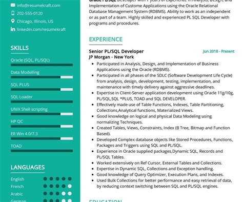 PL SQL Developer CV Example In 2025 ResumeKraft