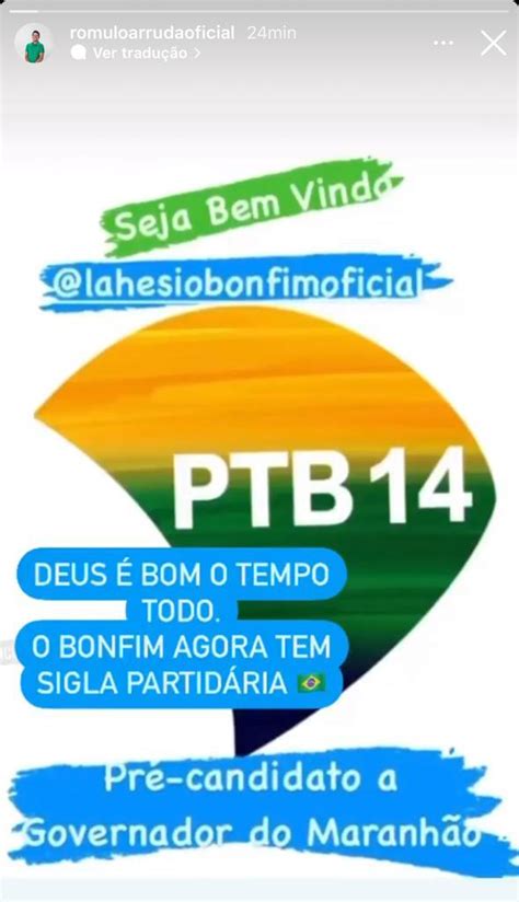 Lahesio Bonfim Filia Se Ao Ptb Para Disputar O Cargo De Governador