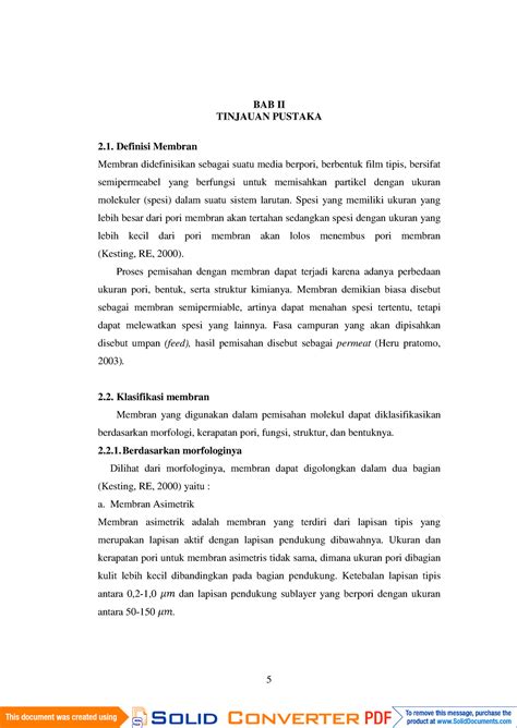 BAB II Good Reading 5 BAB II TINJAUAN PUSTAKA Definisi Membran