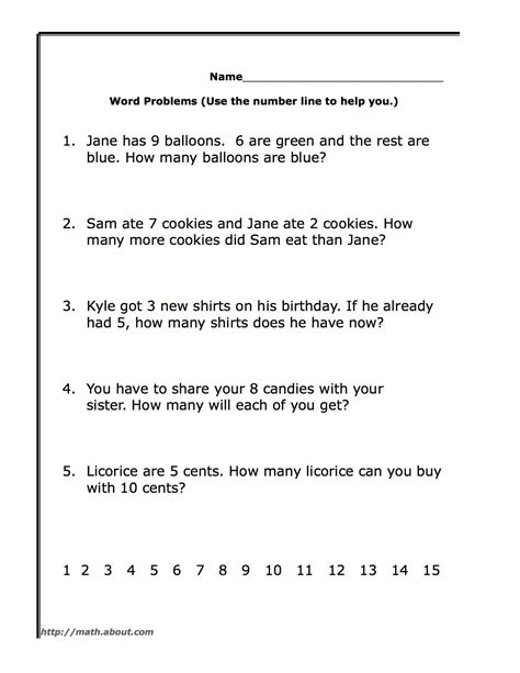 Word Problems For First Grade