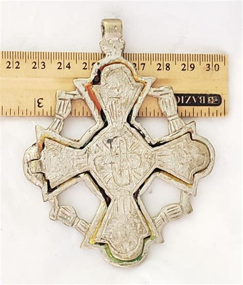 Ethiopian Coptic Painted Cross Icon Handmade Religiou Gem