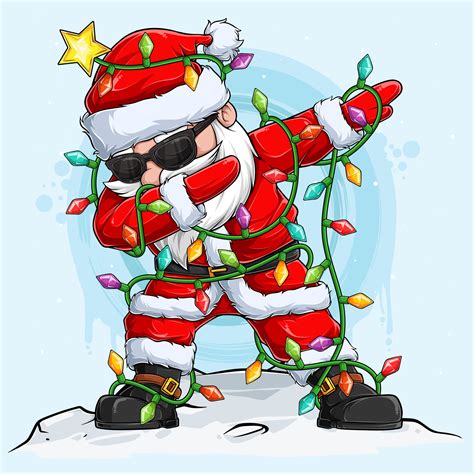 Christmas Santa Claus Character Doing Dabbing Dance Surrounded By