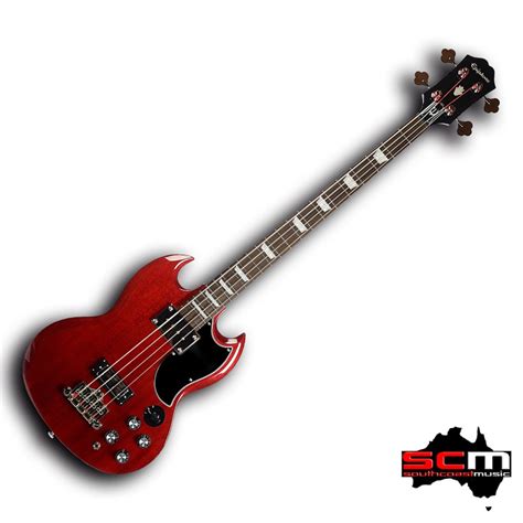 Epiphone EB-3 Electric Bass Guitar Trans Cherry finish - SG Bass Guitar w/Pro-SCM – South Coast ...