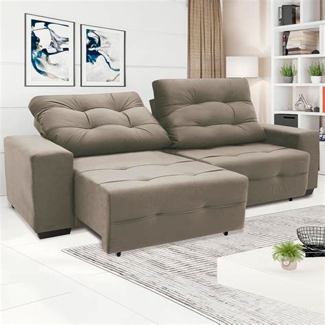 Sofa Retratil Reclinavel Lugar Revestimento Suede Elite Style