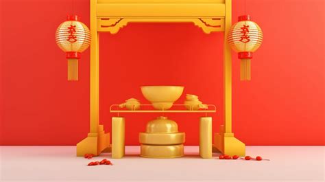 Chinese Gate On Podium A Stunning D Rendering Background Chinese