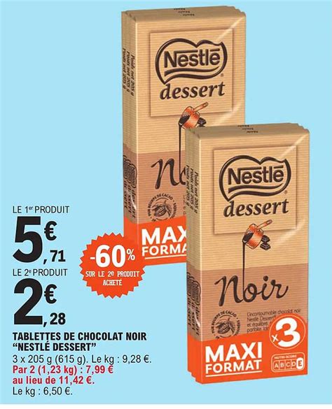 Promo Tablettes De Chocolat Noir Nestl Dessert Chez E Leclerc