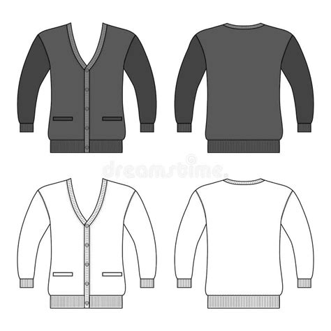 Cardigan Man Template Front Back Views Stock Vector Illustration Of