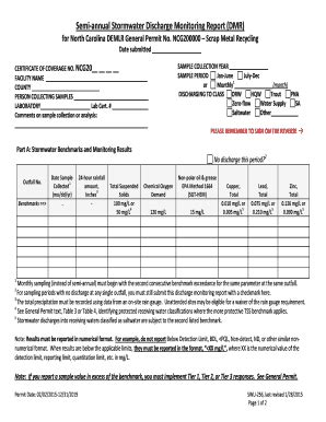 Fillable Online Semi Annual Stormwater Discharge Monitoring Report Dmr