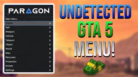 [gta 5 Pc] Undetected Mod Menu Paragon Money And Rp Drop Protections More 2021 Youtube