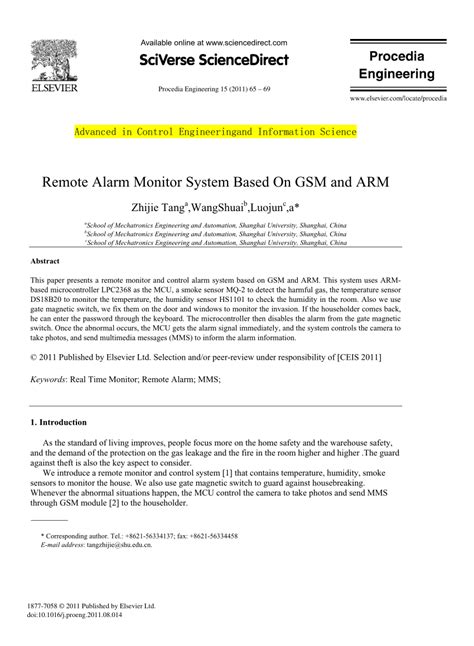 Pdf Remote Alarm Monitor System Based On Gsm And Arm