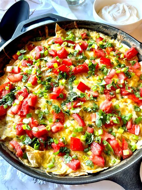 Creamy Green Chili Chicken Enchilada Skillet The Menu Maid