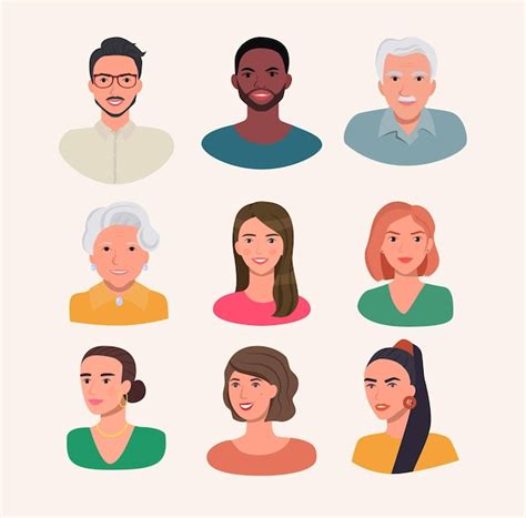 Ensemble De Collection D Avatars De Personnes Illustration Vectorielle