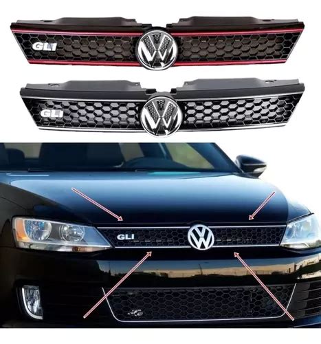 Grade Frontal Jetta Mk6 Colmeia Cromado Vermelho Tsi 11 15