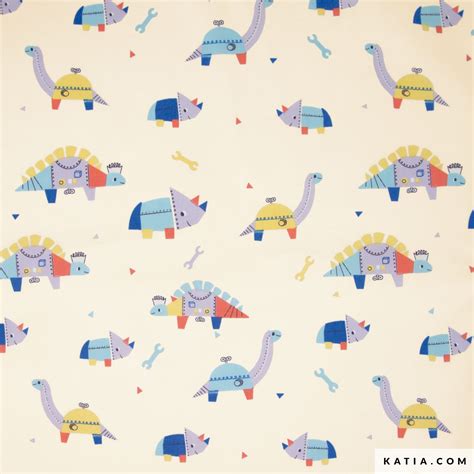 Tissu En Popeline De Coton Poplin Dino Robots Automne Hiver Katia