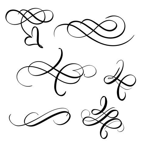 Set Of Vintage Decorative Flourish For Design Vector Illustration