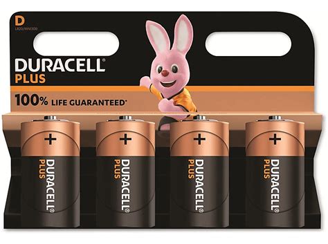 DURACELL Alkaline Mono Batterie LR20 1 5V Plus 4 Stück Alkaline