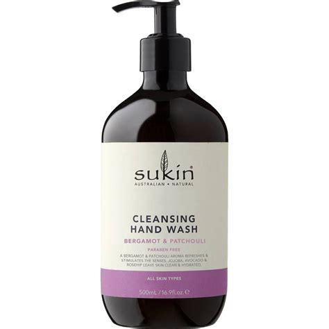 Sukin Cleansing Hand Wash Bergamot And Patchouli Pump 500ml Woolworths